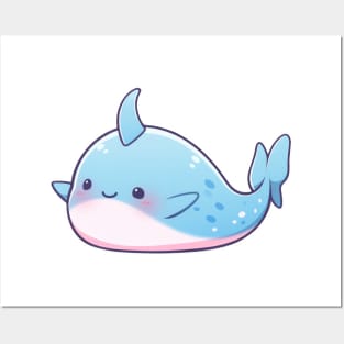 simple drawn narwhal Posters and Art